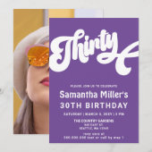 Invitation Purple Retro Super Photo 30th Birthday Party (Devant / Derrière)