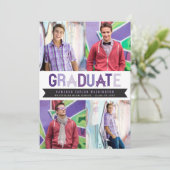 Invitation Purple Ribbon Graduate Photo Party (Debout devant)
