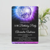 Invitation Purple rose 50e anniversaire de fête Silver Disco  (Debout devant)