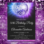 Invitation Purple rose 50e anniversaire de fête Silver Disco 