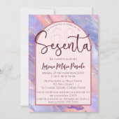 Invitation Purple Rose Agate Espagnol 60e anniversaire pour e (Devant)