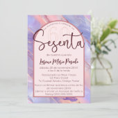 Invitation Purple Rose Agate Espagnol 60e anniversaire pour e (Debout devant)