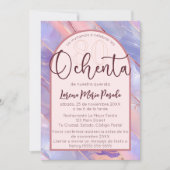 Invitation Purple Rose Agate Espagnol 80e anniversaire pour e (Devant)