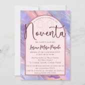 Invitation Purple Rose Agate Espagnol 90e anniversaire pour e (Devant)
