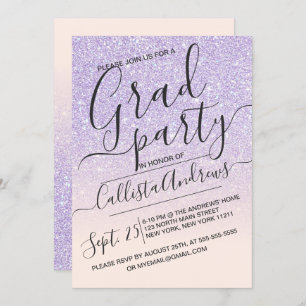 Invitation Purple rose Faux Parties scintillant brillante Omb