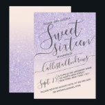 Invitation Purple rose Faux Parties scintillant étincelante O<br><div class="desc">Cette invitation à la fête d'anniversaire élégante, féminine et chic en sweet sixteen est parfaite pour la jeune adolescente branchée et élégante. Il représente une parties scintillant brillante violet imitation imprimée et un dégradé rose rose brillant avec une configuration de typographie de script cursive personnalisée. C'est une touche glamour, féminine,...</div>