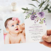 Invitation Purple Rose Floral Photo Girtening