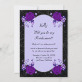 Invitation Purple Rose Floral Spiderweb Automne Bridesmaid (Devant)