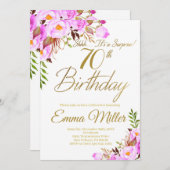 Invitation Purple Rose Floral Surprise 70e fête d'anniversair (Devant / Derrière)