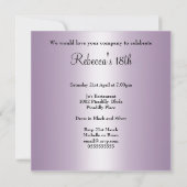 Invitation Purple Rose Flower Bow 18e fête d'anniversaire (Dos)