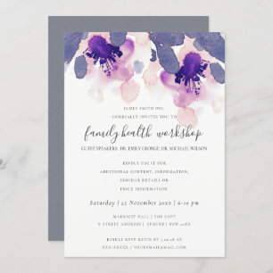 INVITATION PURPLE ROSE INK WATERCOLOR FLORAL ATELIER ÉVÉNEMEN