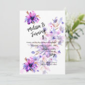 Invitation Purple rose Lavande Fleur Premier anniversaire Pho (Debout devant)