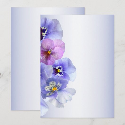 Invitation Purple rose Lilac Panser Floral Rustique (Devant / Derrière)