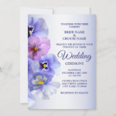 Invitation Purple rose Lilac Pansy Floral Rustic Mariage (Devant)