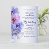 Invitation Purple rose Lilac Pansy Floral Rustic Mariage (Debout devant)