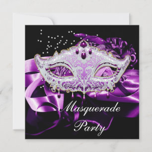 Invitation Purple rose noir Masquerade bal