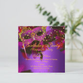 Invitation Purple rose or fleur Masquerade (Debout devant)