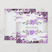 Invitation Purple Rose Purple Sweet 16 Party (Devant / Derrière)