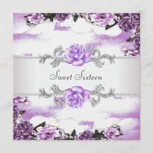 Invitation Purple Rose Purple Sweet 16 Party