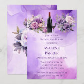Invitation Purple Rose Rose Alcool Jardin Brunch & Bubbly (Devant / Derrière)