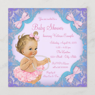 Invitation Purple rose Tutu Baby shower fille