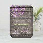 Invitation Purple, Rose, Vert Russe Fête de Ménage (Debout devant)