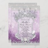 Invitation Purple Royal Bling Parties scintillant Bébé Douche (Devant / Derrière)