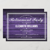 Invitation Purple Rustic Barn Bois Parti de retraite (Devant / Derrière)