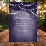 Invitation Purple Rustic Tree String Lumières Fête des mariée<br><div class="desc">Célébrez la future mariée avec nos lampes à cordes d'arbre violet l'invitation à la douche nuptiale de pays. Ce charmant design arbore un arbre rustique orné de lampes à cordes, créant une atmosphère chaleureuse et accueillante. Parfait pour les douches nuptiales en plein air et à thème champêtre, cette invitation unique...</div>