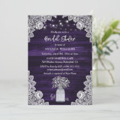 Invitation Purple Rustic Wood Fête des mariées de respiration (Debout devant)