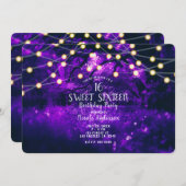 Invitation Purple Rustique Enchantée Lumières Forêt Douce 16 (Devant / Derrière)