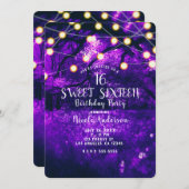 Invitation Purple Rustique Enchantée Lumières Forêt Douce 16 (Devant / Derrière)