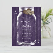Invitation Purple Rustique Pays Bois Mason Jar Mariage (Debout devant)