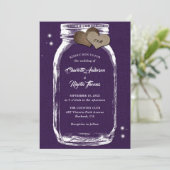 Invitation Purple Rustique Pays Burlap Mason Jar Mariage (Debout devant)