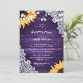 Invitation Purple Rustique Pays Dentelle de bois Mariage de t (Debout devant)