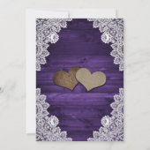 Invitation Purple Rustique Pays Dentelle de bois Mariage de t (Dos)