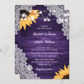 Invitation Purple Rustique Pays Dentelle de bois Mariage de t (Devant / Derrière)