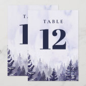 Invitation Purple Rustique Pine Tree Forest Numéro de tableau (Devant / Derrière)