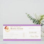 Invitation Purple Santa Cheque Gift Voucher Card (Debout devant)