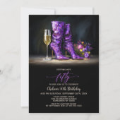 Invitation Purple Sequin Boots 50th Birthday Party (Devant)