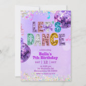 Invitation Purple Sequin Glitter Let's Dance Birthday (Devant)
