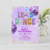 Invitation Purple Sequin Glitter Let's Dance Birthday (Debout devant)