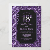 Invitation Purple Sequins 18e fête d'anniversaire (Devant)