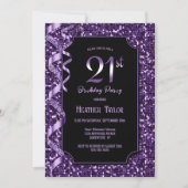 Invitation Purple Sequins 21e fête d'anniversaire (Devant)