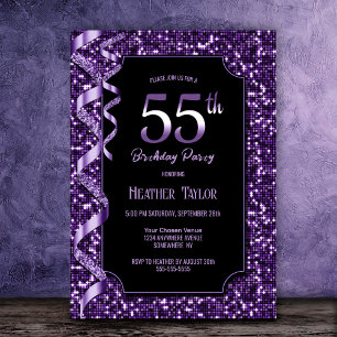 Invitation Purple Sequins 55e fête d'anniversaire