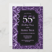 Invitation Purple Sequins 55e fête d'anniversaire (Devant)