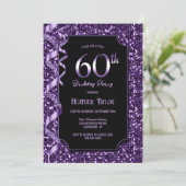 Invitation Purple Sequins 60e fête d'anniversaire (Debout devant)