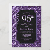 Invitation Purple Sequins 95e fête d'anniversaire (Devant)