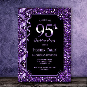 Invitation Purple Sequins 95e fête d'anniversaire