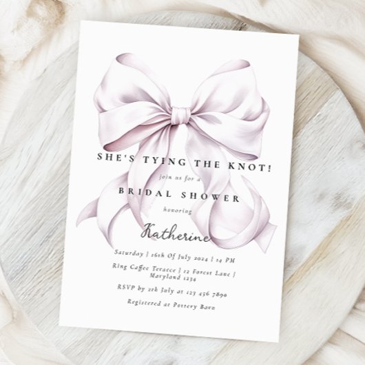 Invitation Purple She's Tying the Knot Bow Fête des mariées